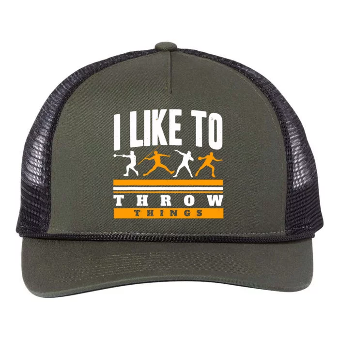 I Like To Throw Things Track And Field Thrower Shot Put Retro Rope Trucker Hat Cap