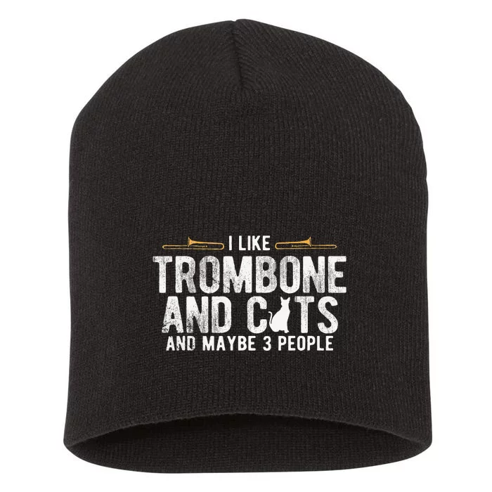 I Like Trombone And Cats Marching Band Jazz Trombone Short Acrylic Beanie