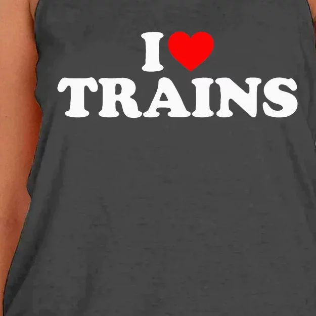 I Love Trains Women's Knotted Racerback Tank