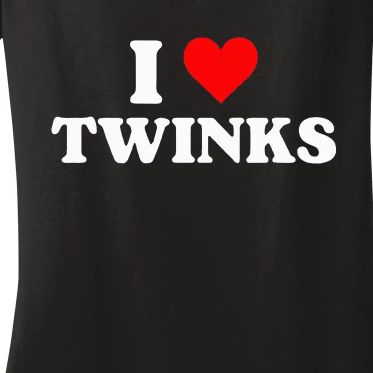 I Love Twinks Women's V-Neck T-Shirt