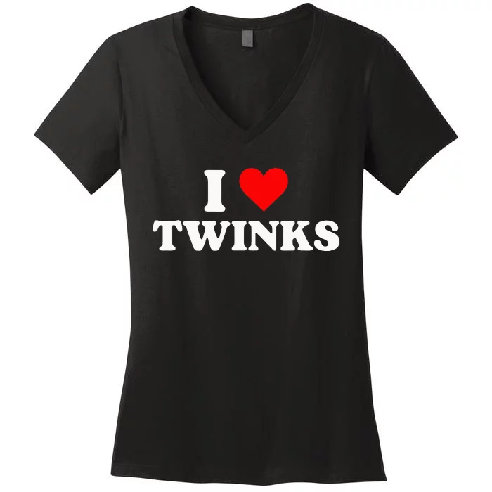 I Love Twinks Women's V-Neck T-Shirt