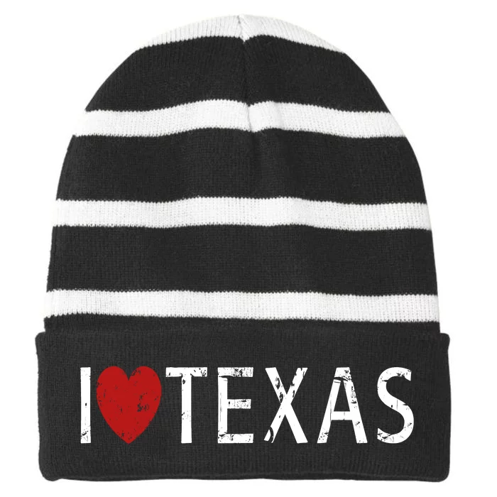 I Love Texas Striped Beanie with Solid Band