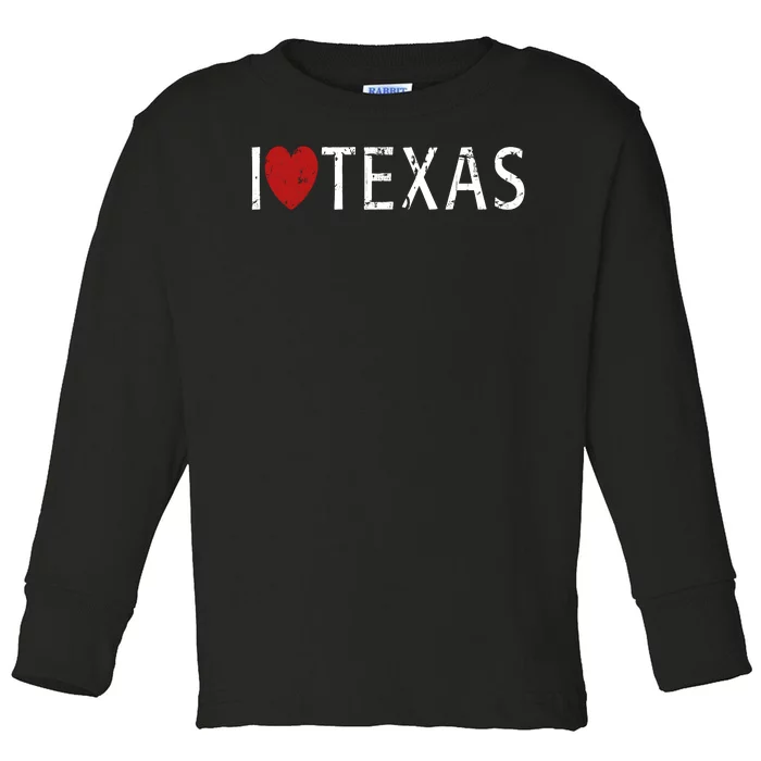 I Love Texas Toddler Long Sleeve Shirt