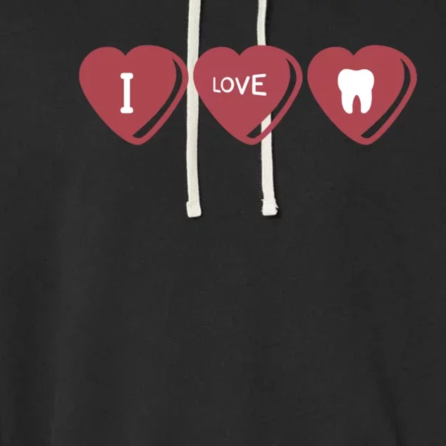 I Love Teeth Dental Valentine’s Day Gift Garment-Dyed Fleece Hoodie