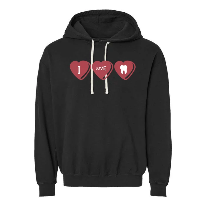 I Love Teeth Dental Valentine’s Day Gift Garment-Dyed Fleece Hoodie