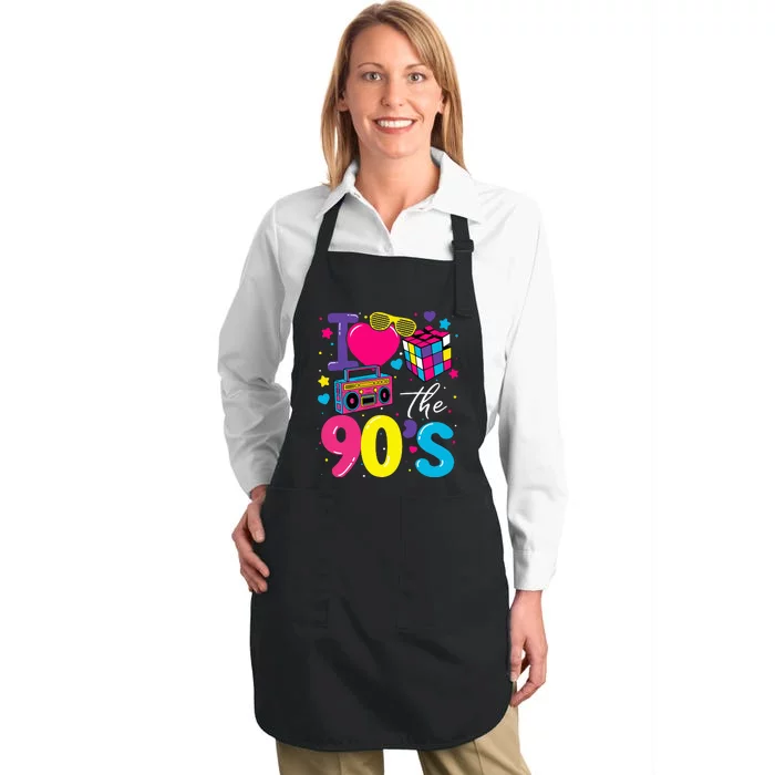 I Love The 90S Retro 90s Costume Party Full-Length Apron With Pocket