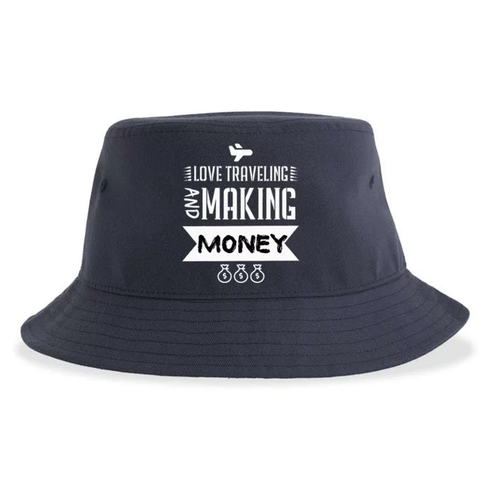 I Love Traveling And Making Money Traveler Business Owner Sustainable Bucket Hat