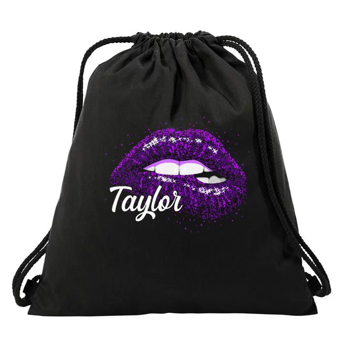 I Love Taylor Lips Funny Taylor Drawstring Bag