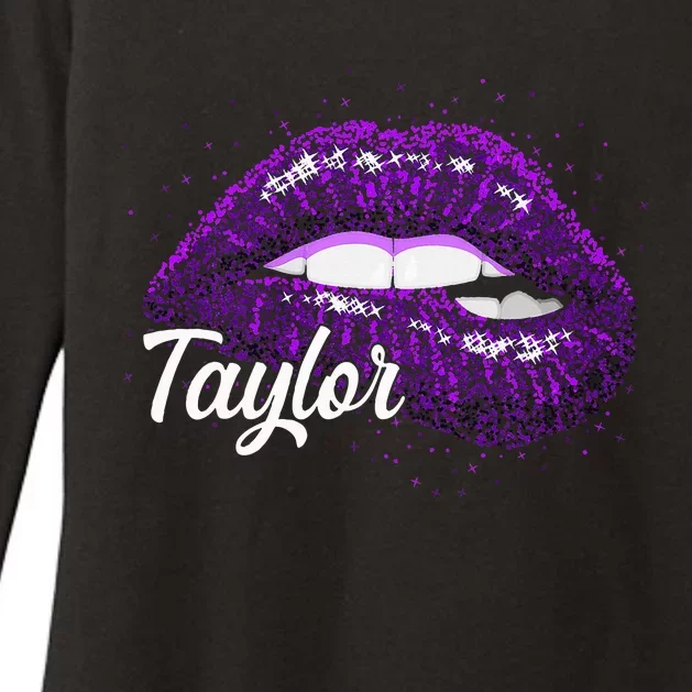 I Love Taylor Lips Funny Taylor Womens CVC Long Sleeve Shirt