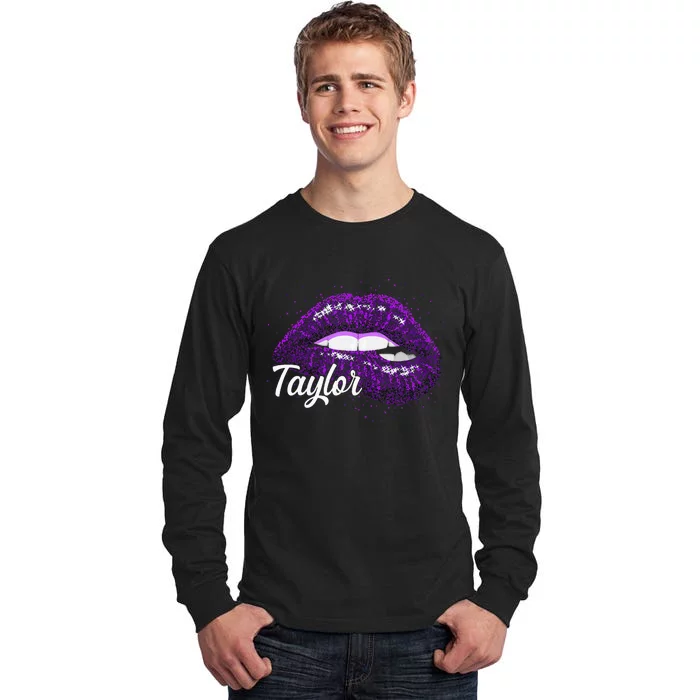 I Love Taylor Lips Funny Taylor Tall Long Sleeve T-Shirt