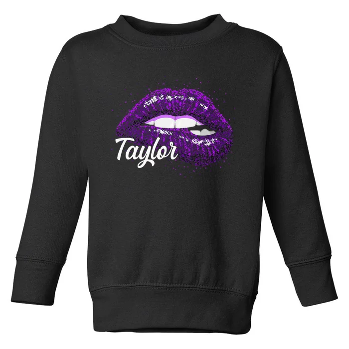 I Love Taylor Lips Funny Taylor Toddler Sweatshirt