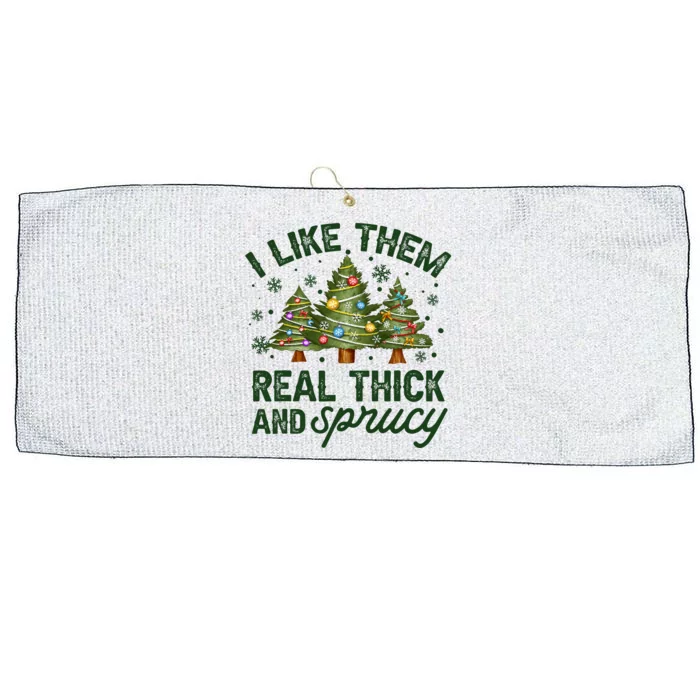 I Like Them Real Thick And Sprucy Christmas Trees Large Microfiber Waffle Golf Towel