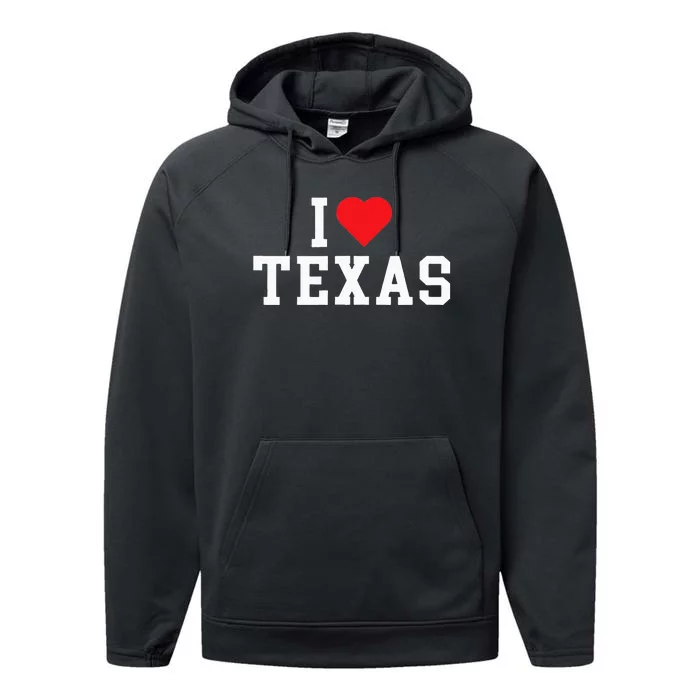 I Love Texas TX Throwback Design Performance Fleece Hoodie