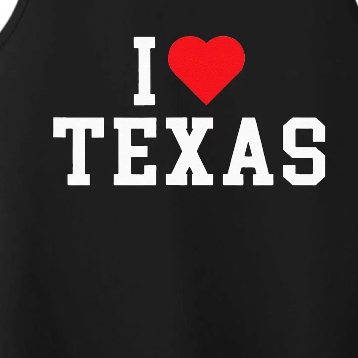 I Love Texas TX Throwback Design Performance Tank