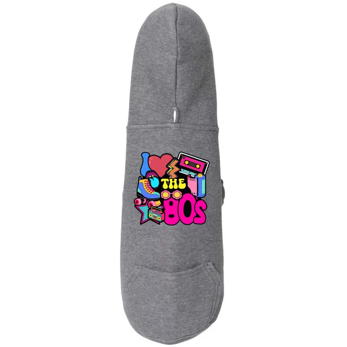 I Love The 80s Retro Cool Doggie 3-End Fleece Hoodie