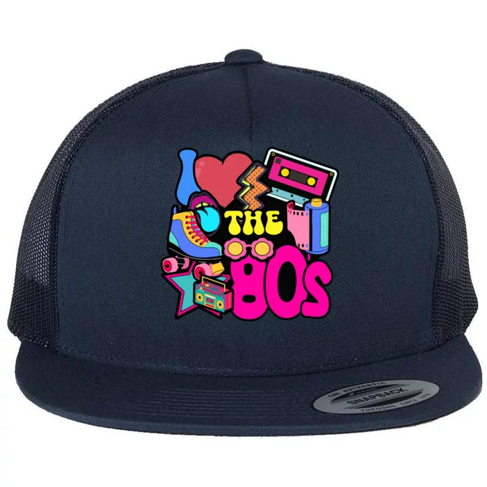 I Love The 80s Retro Cool Flat Bill Trucker Hat