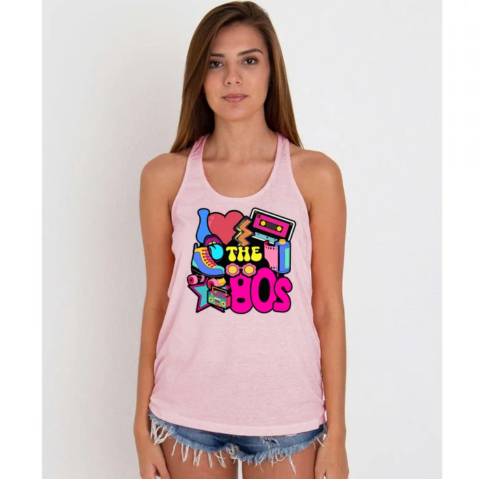 I Love The 80s Retro Cool Women's Knotted Racerback Tank