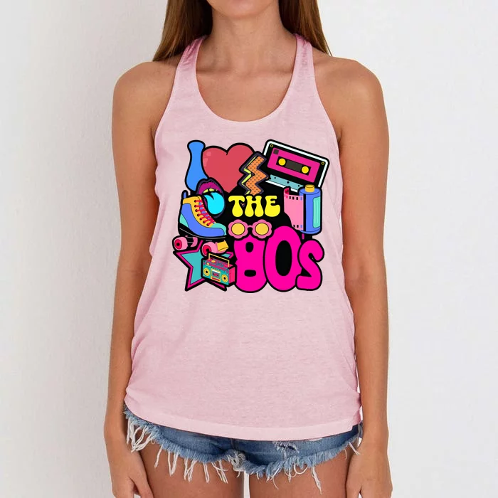 I Love The 80s Retro Cool Women's Knotted Racerback Tank