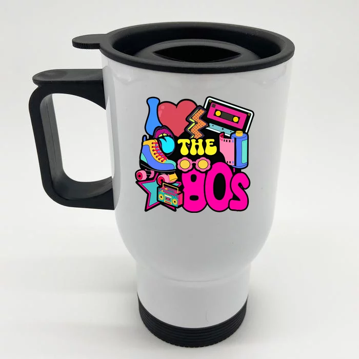 I Love The 80s Retro Cool Front & Back Stainless Steel Travel Mug