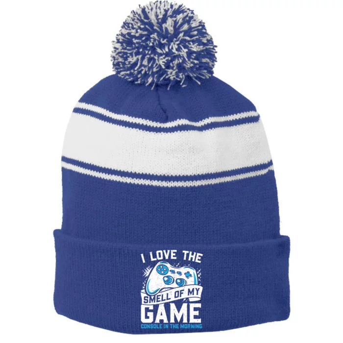 I Love The Smell Of My Game Console In The Morning Cute Gift Stripe Pom Pom Beanie