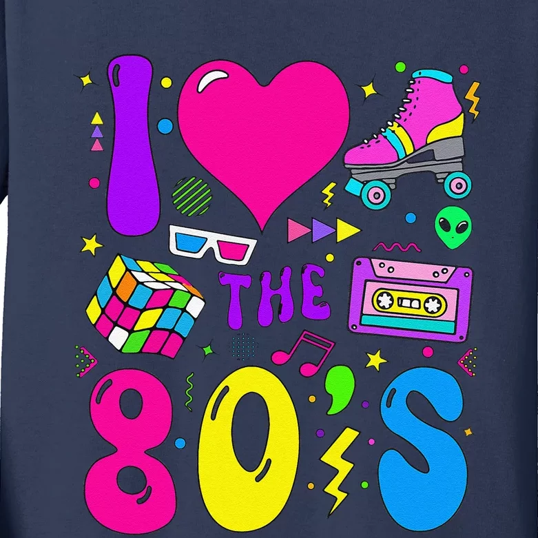 I Love The 80S Party 1980s Themed Costume 80s Theme Outfit Kids Long Sleeve Shirt