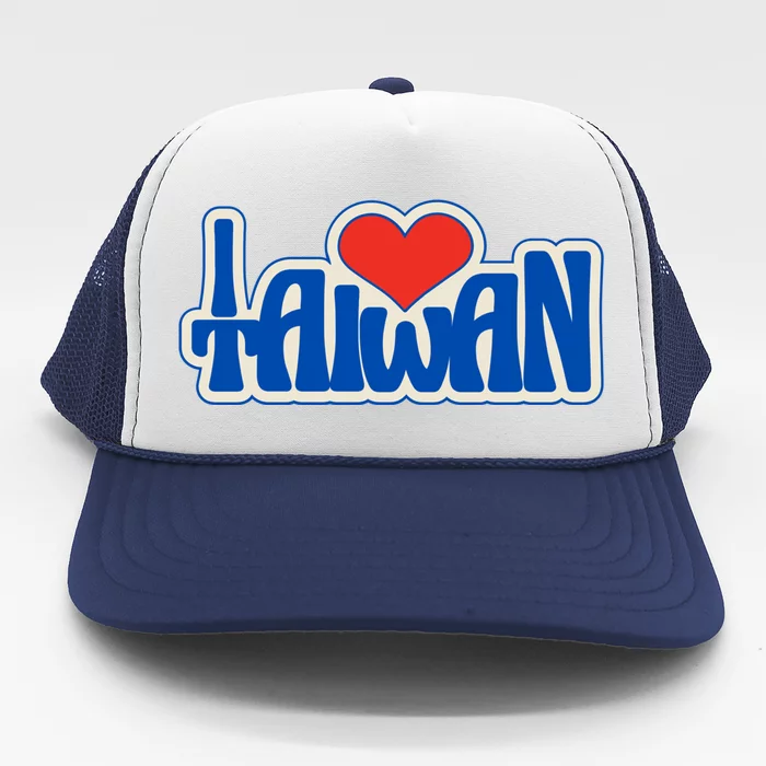 I Love Taiwan Country Taiwanese People Red Heart Gift Trucker Hat