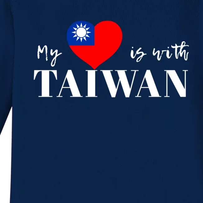 I Love Taiwan Flag Taiwanese Pride I Stand With Taiwan Heart Cute Gift Baby Long Sleeve Bodysuit