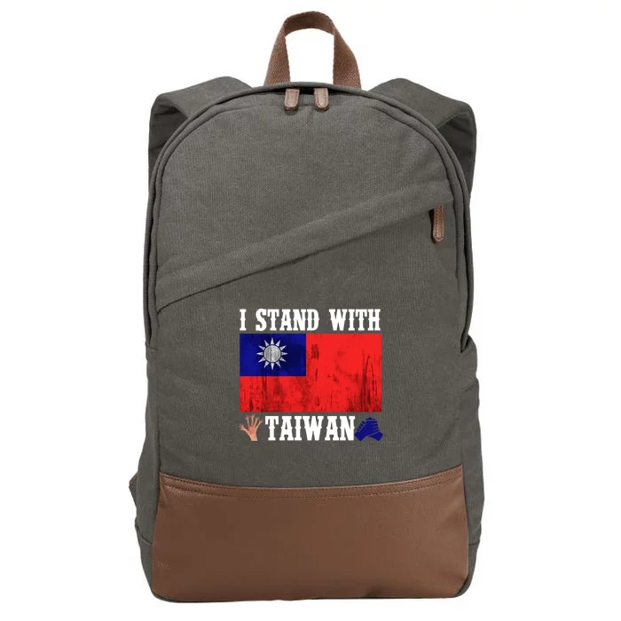 I Love Taiwan Flag Taiwanese Pride I Stand With Taiwan Quote Gift Cotton Canvas Backpack