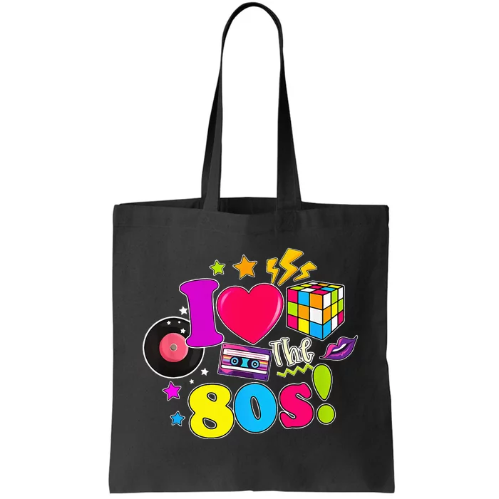 I Love The 80s Vintage Outfit 80's Theme party Tote Bag