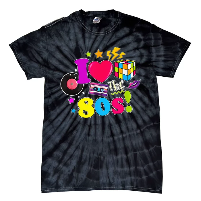 I Love The 80s Vintage Outfit 80's Theme party Tie-Dye T-Shirt