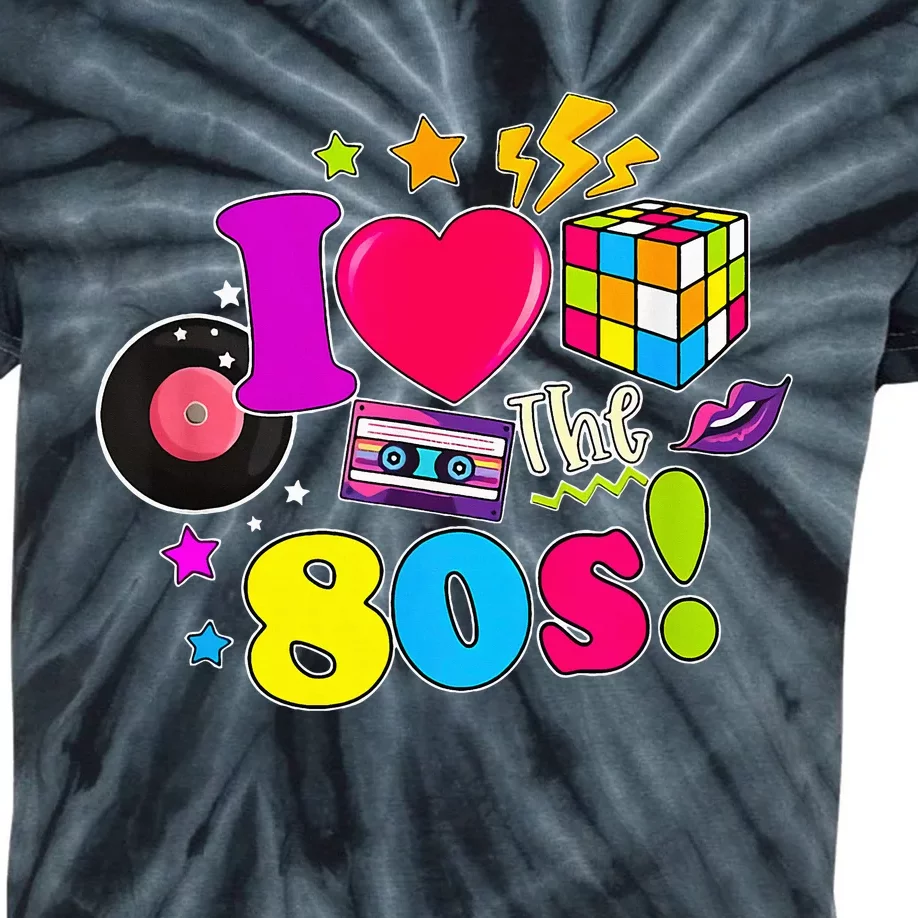 I Love The 80s Vintage Outfit 80's Theme party Kids Tie-Dye T-Shirt