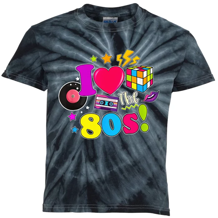 I Love The 80s Vintage Outfit 80's Theme party Kids Tie-Dye T-Shirt