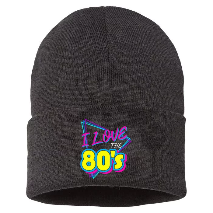 I Love the 80's I Love the 80s funny birthday Sustainable Knit Beanie