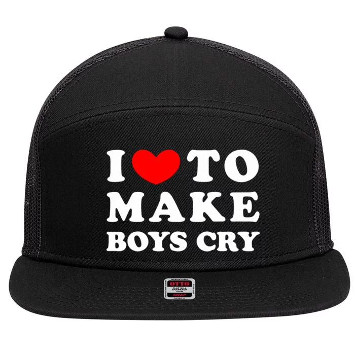 I Love To Make Bo'y Cry Funny Quote 7 Panel Mesh Trucker Snapback Hat