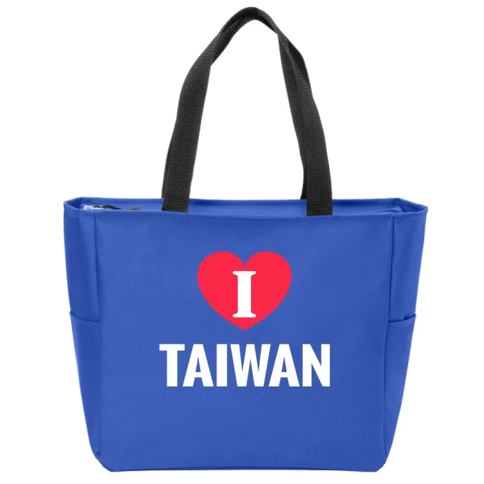 I Love Taiwan Patriotic Home Country Travel Gift Zip Tote Bag