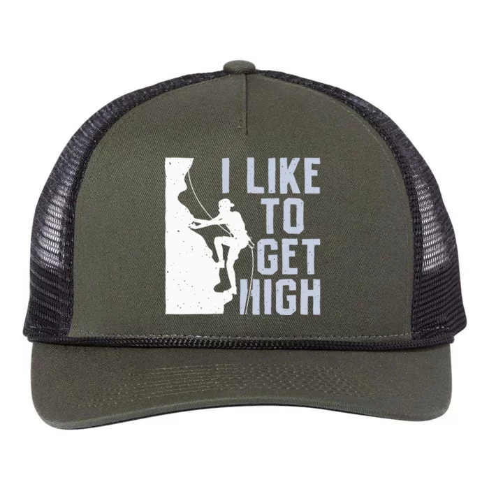 I Like To Get High Bouldering Mountain Climber Retro Rope Trucker Hat Cap