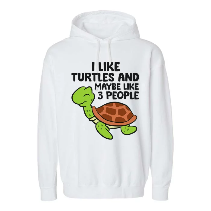 I Like Turtles And Maybe Like 3 People Turtles Garment-Dyed Fleece Hoodie