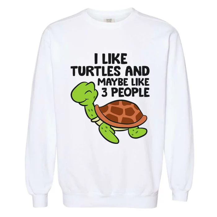 I Like Turtles And Maybe Like 3 People Turtles Garment-Dyed Sweatshirt