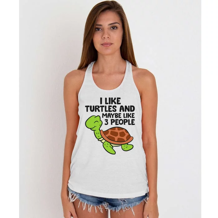 I Like Turtles And Maybe Like 3 People Turtles Women's Knotted Racerback Tank