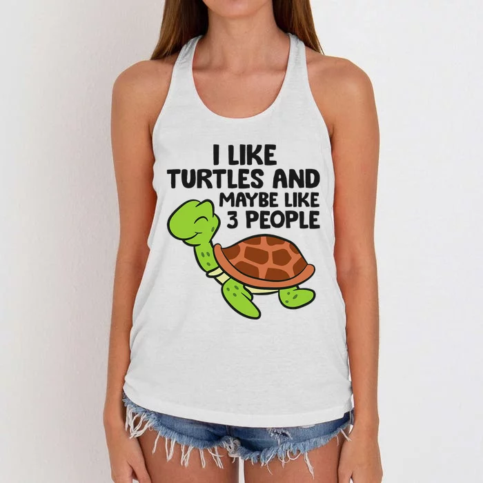 I Like Turtles And Maybe Like 3 People Turtles Women's Knotted Racerback Tank