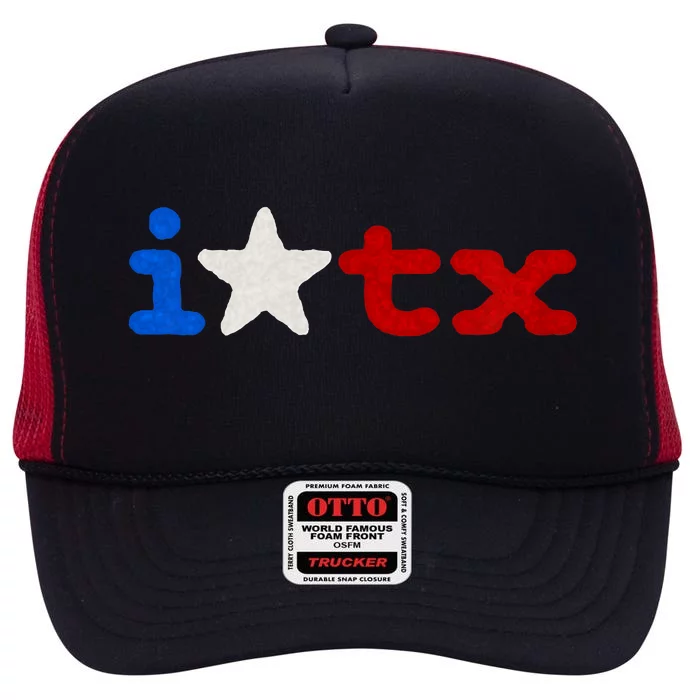 I Love Texas High Crown Mesh Trucker Hat