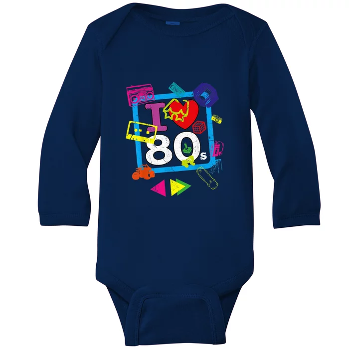 I love The 80'S - I Heart The 80s Vintage Eighties Clothing Baby Long Sleeve Bodysuit