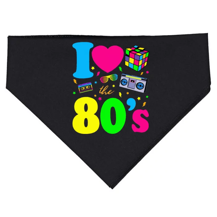 I Love The 80s Clothes Party Funny USA-Made Doggie Bandana