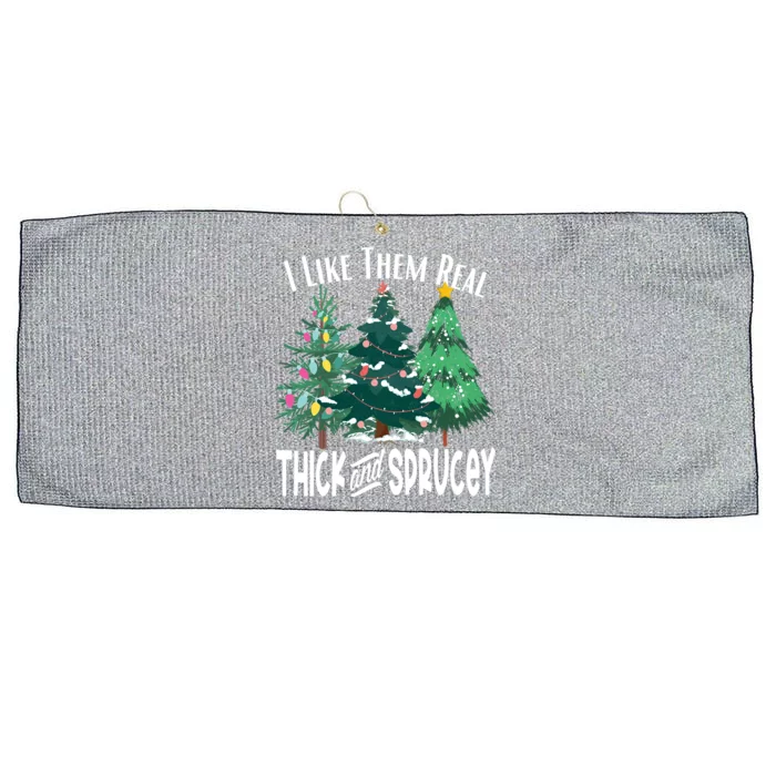 I Like Them Real Thick And Sprucey Funny Christmas Trees Gag Meaningful Gift Large Microfiber Waffle Golf Towel