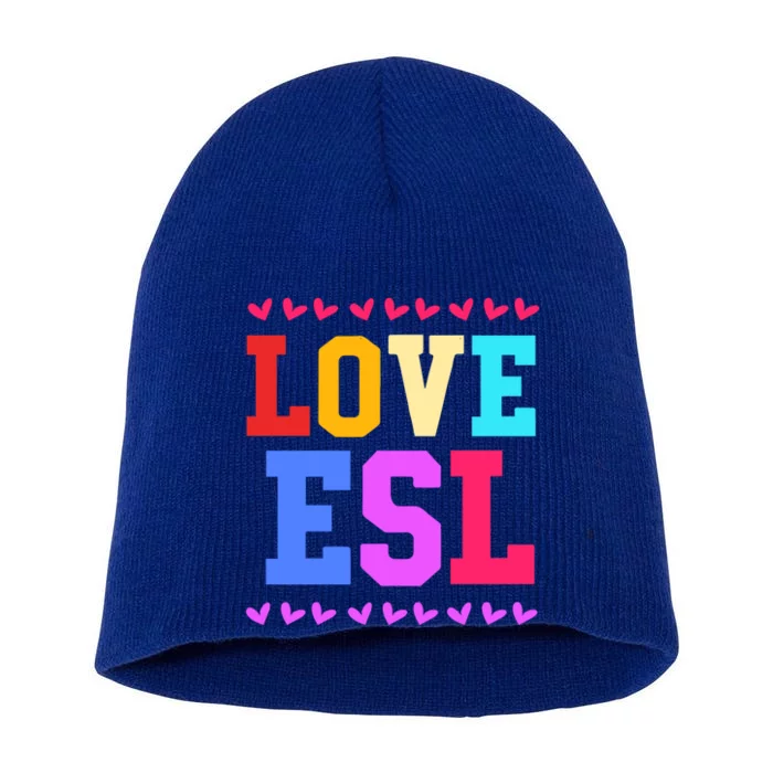 I Love Teaching Team Esl Teacher Great Gift Short Acrylic Beanie