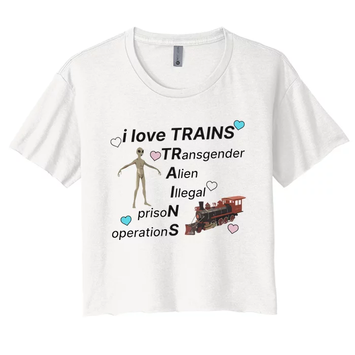 I Love Trains Alien Illegal Prison Operations Women's Crop Top Tee