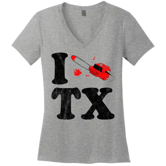 I Love Texas Chainsaw Women's V-Neck T-Shirt