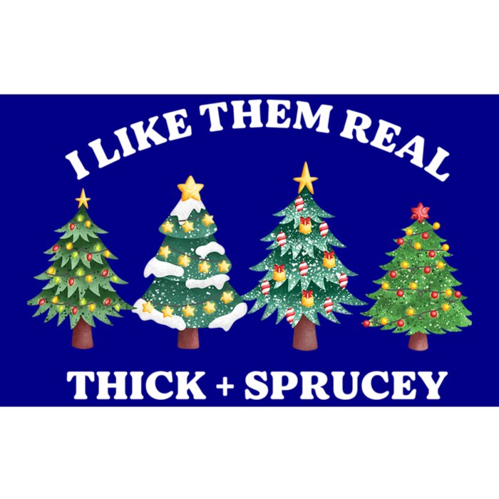 I Like Them Thick And Sprucey Funny Christmas Colorful Tree Gift Bumper Sticker