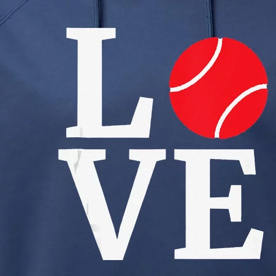 I Love Tennis Gift Valentine's Day For Tennis Lover Performance Fleece Hoodie