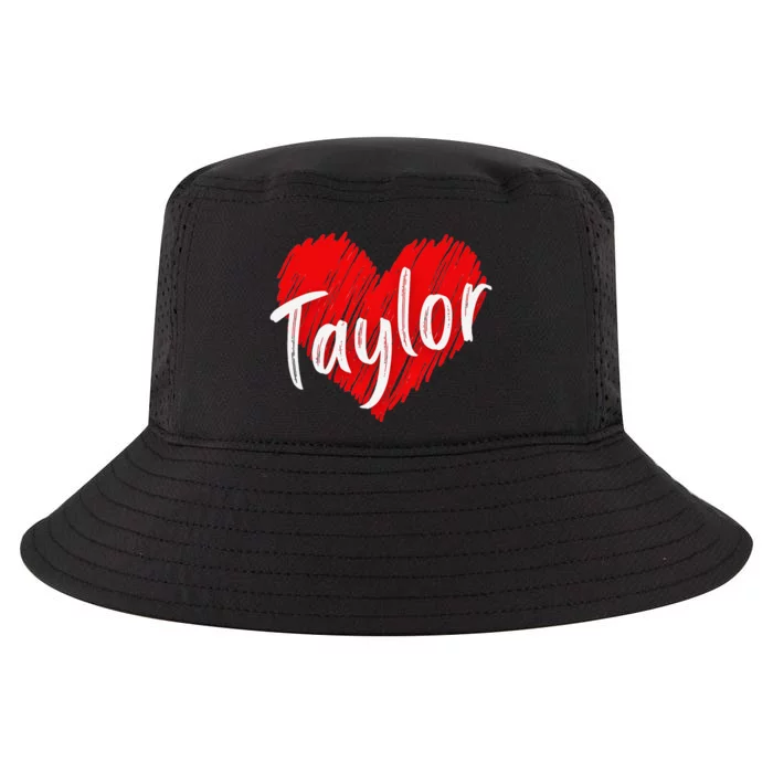 I Love Taylor Personalized Heart Design Cool Comfort Performance Bucket Hat